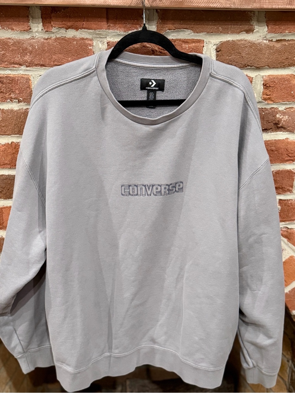 Converse Men's Gray Crewneck Sweatshirt with Center Logo